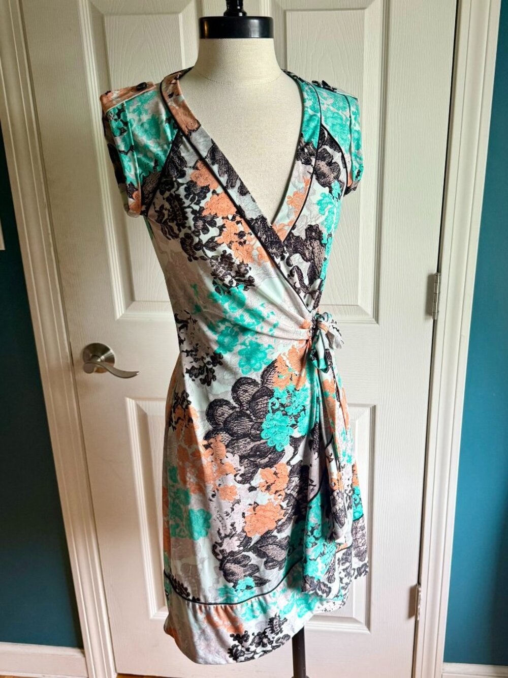 BCBGMaxAzria Lace Pattern Wrap Dress